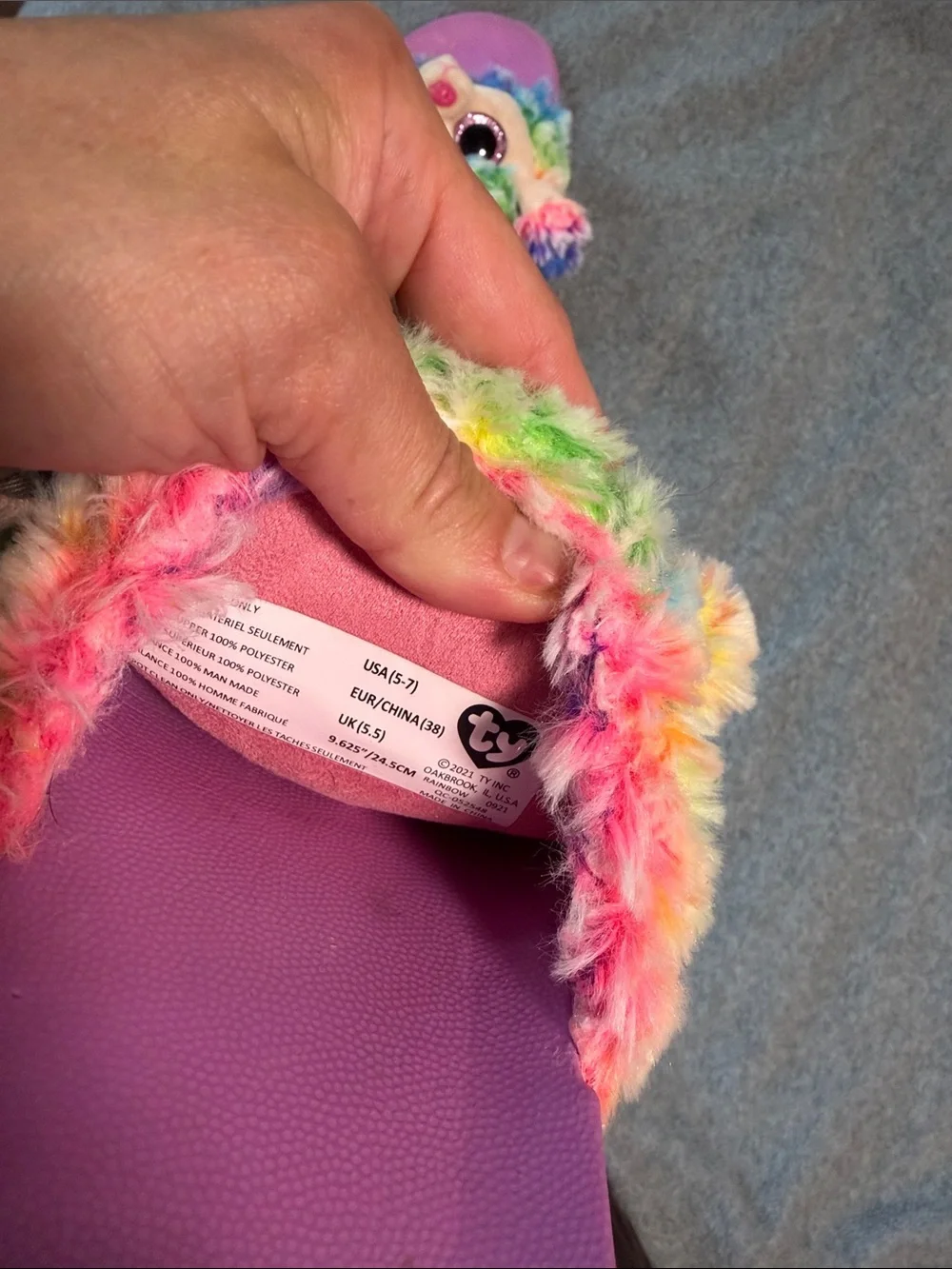 Ty Kids Rainbow Plush Llama Slide Sandals - Purple